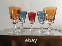 5 verres à liqueur très anciens Cristal De BACCARATDe Couleur