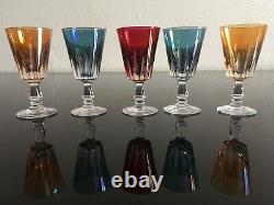 5 verres à liqueur très anciens Cristal De BACCARATDe Couleur