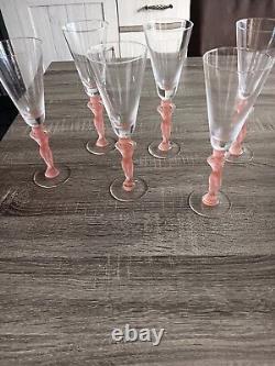 6 ANCIENNE Flutes Verres à CHAMPAGNE en CRISTAL BAYEL Bacchus Vénus