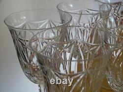 6 ANCIENS BEAUX VERRES A VIN CRISTAL TAILLER STYLE DAUM CRISTALLERIE NANCY 13 cm