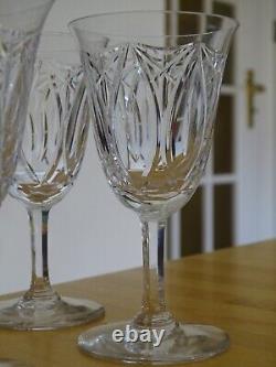 6 ANCIENS BEAUX VERRES A VIN CRISTAL TAILLER STYLE DAUM CRISTALLERIE NANCY 13 cm