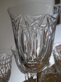 6 ANCIENS BEAUX VERRES A VIN CRISTAL TAILLER STYLE DAUM CRISTALLERIE NANCY 13 cm