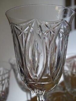 6 ANCIENS BEAUX VERRES A VIN CRISTAL TAILLER STYLE DAUM CRISTALLERIE NANCY 13 cm