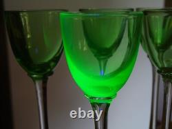 6 ANCIENS GRANDS VERRES A LIQUEUR CRISTAL TYPE VERT OURALINE ht 14,7 cm