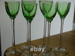 6 ANCIENS GRANDS VERRES A LIQUEUR CRISTAL TYPE VERT OURALINE ht 14,7 cm