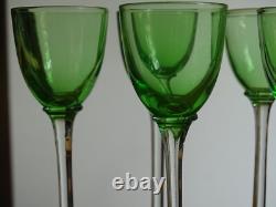 6 ANCIENS GRANDS VERRES A LIQUEUR CRISTAL TYPE VERT OURALINE ht 14,7 cm