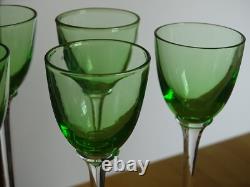 6 ANCIENS GRANDS VERRES A LIQUEUR CRISTAL TYPE VERT OURALINE ht 14,7 cm