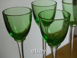 6 ANCIENS GRANDS VERRES A LIQUEUR CRISTAL TYPE VERT OURALINE ht 14,7 cm