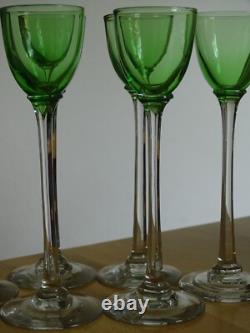 6 ANCIENS GRANDS VERRES A LIQUEUR CRISTAL TYPE VERT OURALINE ht 14,7 cm