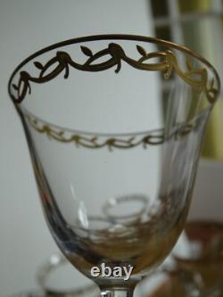 6 ANCIENS VERRES APERITIF CRISTAL DORURE PEINT A LA MAIN STYLE ST LOUIS 12,5 cm