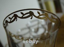 6 ANCIENS VERRES APERITIF CRISTAL DORURE PEINT A LA MAIN STYLE ST LOUIS 12,5 cm