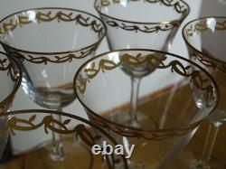6 ANCIENS VERRES APERITIF CRISTAL DORURE PEINT A LA MAIN STYLE ST LOUIS 12,5 cm