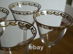 6 ANCIENS VERRES APERITIF CRISTAL DORURE PEINT A LA MAIN STYLE ST LOUIS 12,5 cm