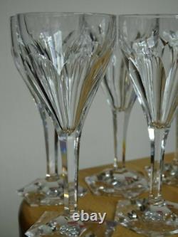 6 ANCIENS VERRES A APERITIF CRISTAL PIED HEXAGONALE ET COTES PLATES ht 13 cm