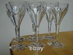 6 ANCIENS VERRES A APERITIF CRISTAL PIED HEXAGONALE ET COTES PLATES ht 13 cm