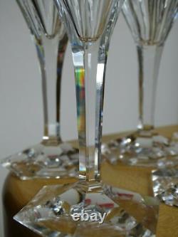 6 ANCIENS VERRES A APERITIF CRISTAL PIED HEXAGONALE ET COTES PLATES ht 13 cm