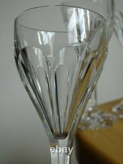 6 ANCIENS VERRES A APERITIF CRISTAL PIED HEXAGONALE ET COTES PLATES ht 13 cm