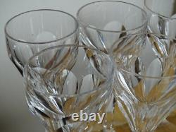 6 ANCIENS VERRES A APERITIF CRISTAL PIED HEXAGONALE ET COTES PLATES ht 13 cm
