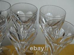 6 ANCIENS VERRES A APERITIF CRISTAL PIED HEXAGONALE ET COTES PLATES ht 13 cm