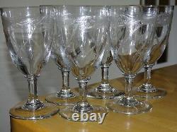 6 ANCIENS VERRES A EAU CRISTAL GRAVURE ART NOUVEAU ht 15 cm