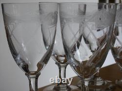 6 ANCIENS VERRES A EAU CRISTAL GRAVURE ART NOUVEAU ht 15 cm