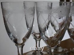 6 ANCIENS VERRES A EAU CRISTAL GRAVURE ART NOUVEAU ht 15 cm