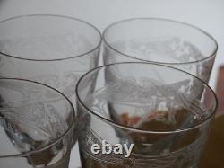 6 ANCIENS VERRES A EAU CRISTAL GRAVURE ART NOUVEAU ht 15 cm
