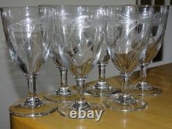 6 ANCIENS VERRES A EAU CRISTAL GRAVURE ART NOUVEAU ht 15 cm