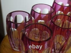 6 ANCIENS VERRES A LIQUEUR CRISTAL SAINT LOUIS DOUBLER COLORER AMETHYSTE ht 5 cm