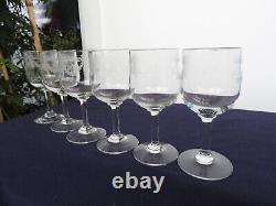 6 ANCIENS VERRES A VIN BLANC PORTO CRISTAL GRAVE St Louis modèle Empire GRAVURE