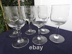 6 ANCIENS VERRES A VIN BLANC PORTO CRISTAL GRAVE St Louis modèle Empire GRAVURE
