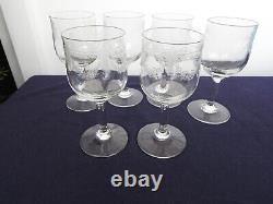 6 ANCIENS VERRES A VIN BLANC PORTO CRISTAL GRAVE St Louis modèle Empire GRAVURE