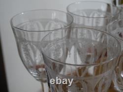6 ANCIENS VERRES A VIN FINE GRAVURE SUR UN FIN CRISTAL ht 13,5 cm