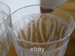 6 ANCIENS VERRES A VIN FINE GRAVURE SUR UN FIN CRISTAL ht 13,5 cm