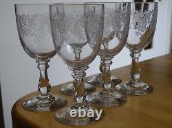 6 ANCIENS VERRES A VIN ROUGE MODELE BELLE GRAVURE FLORALE ht 13,5 cm