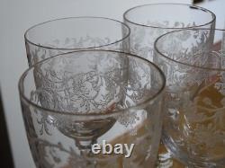 6 ANCIENS VERRES A VIN ROUGE MODELE BELLE GRAVURE FLORALE ht 13,5 cm