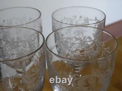 6 ANCIENS VERRES A VIN ROUGE MODELE BELLE GRAVURE FLORALE ht 13,5 cm