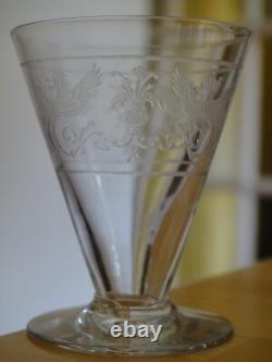 6 ANCIENS VERRES LIQUEUR CRISTAL GRAVURE PHENIX ART DECO 5,8 cm