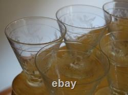 6 ANCIENS VERRES LIQUEUR CRISTAL GRAVURE PHENIX ART DECO 5,8 cm