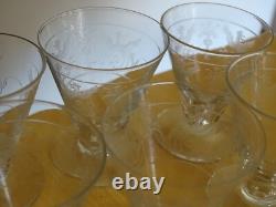 6 ANCIENS VERRES LIQUEUR CRISTAL GRAVURE PHENIX ART DECO 5,8 cm