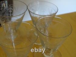 6 ANCIENS VERRES LIQUEUR CRISTAL GRAVURE PHENIX ART DECO 5,8 cm