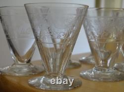 6 ANCIENS VERRES LIQUEUR CRISTAL GRAVURE PHENIX ART DECO 5,8 cm