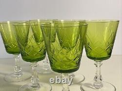 6 Ancien Verres En Cristal Coloré