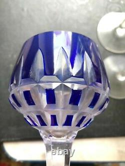 6 Ancien verre de couleur en cristal signé Saint Louis modèle Manhattan