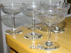 6 Anciennes Coupes A Champagne Cristal Gravure Art Nouveau