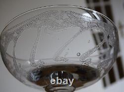 6 Anciennes Coupes A Champagne Cristal Gravure Art Nouveau