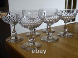 6 Anciennes Coupes Champagne Modele Ecailles Cristal Style Baccarat Ou St Louis