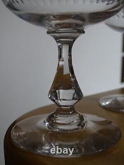 6 Anciennes Coupes Champagne Modele Ecailles Cristal Style Baccarat Ou St Louis
