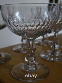 6 Anciennes Coupes Champagne Modele Ecailles Cristal Style Baccarat Ou St Louis