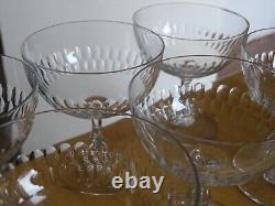 6 Anciennes Coupes Champagne Modele Ecailles Cristal Style Baccarat Ou St Louis